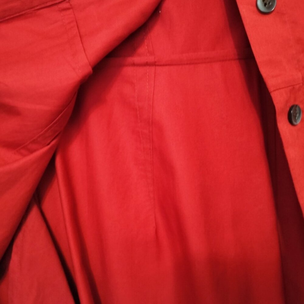 Vintage Talbots Red Maxi Dress Cotton Size 8P Collared Button Up - Picture 3 of 7